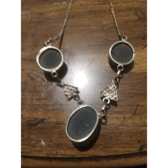 Vintage 925 Sterling Silver &Raw Orange Calcite Pendant Marked 925 - Picture 4 of 6